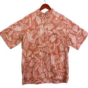 Vintage Reyn Spooner Hawaiian Camp Shirt Pullover Coral Sea Shells Size XXL